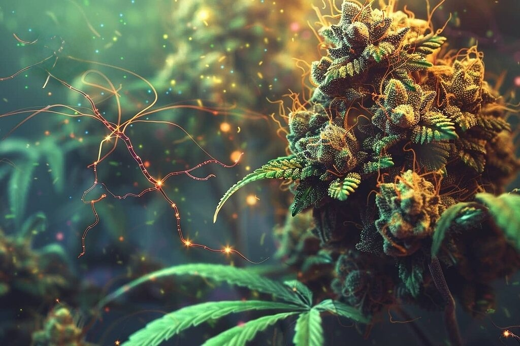 green background with cannabis leaves multiple vibrant cannabis leaves spread out on a soft green background showcasing their unique shapes and varying shades of green photo